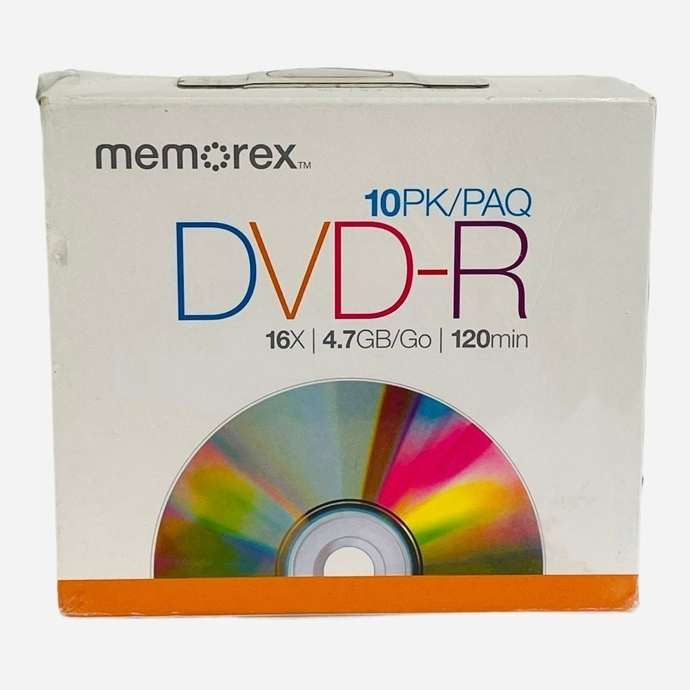 10 Pack Memorex‎ DVD+R Blank Media Discs In Jewel Cases 16x 4.7GB 120 Min